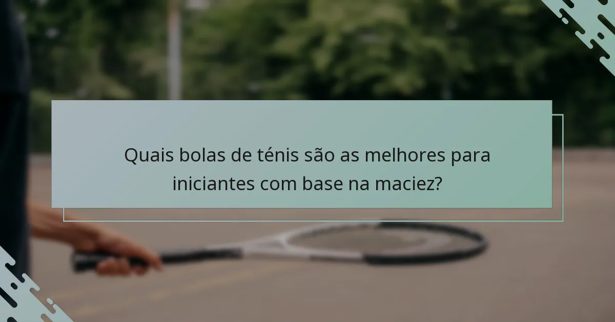 Quais bolas de ténis são as melhores para iniciantes com base na maciez?