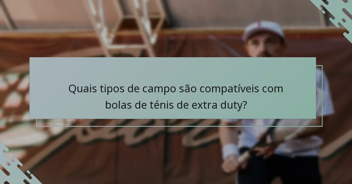 Quais tipos de campo são compatíveis com bolas de ténis de extra duty?